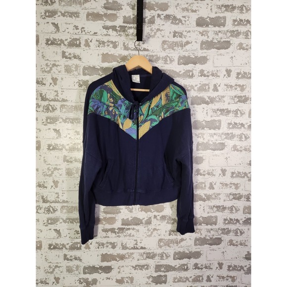 aerie Tops - Offline By Aerie Full Zip Hoodie Womens Size L Blue Tropical Floral